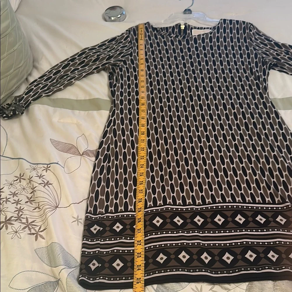 Michael Kors Elegant Black, olive green and taupe Patterned Dress size 4P - Picture 10 of 12